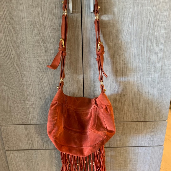 CC Skye Leight Luxe Orange/Coral Suede Fringe Bag - Picture 2 of 2